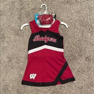 Red and Black Badgers Cheerleading Dress with Panty